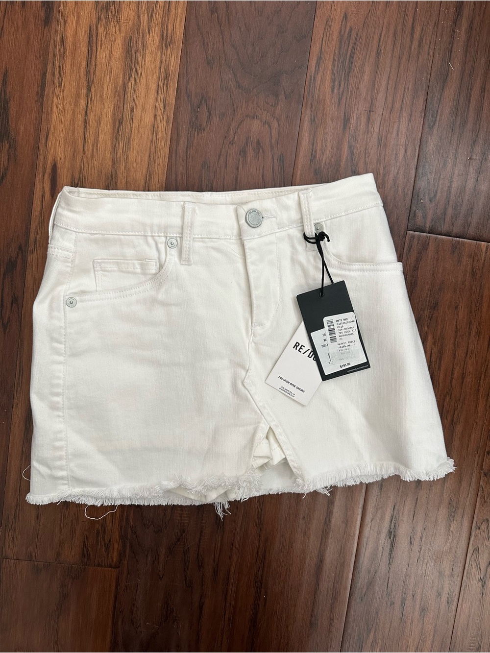 Blank NYC Off-White Frayed Hem Denim Shorts